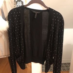 BCBGMAXAZRIA Black Cardigan with Silver Grommets